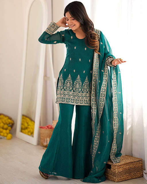 Rama Color Crunchy Silk Embroidered Suit
