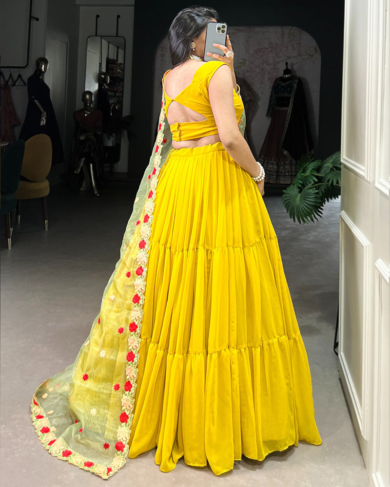Mustard Color Georgette Lehenga Choli