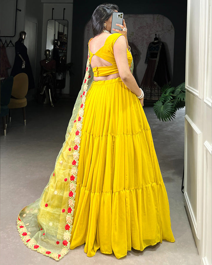 Mustard Color Georgette Lehenga Choli