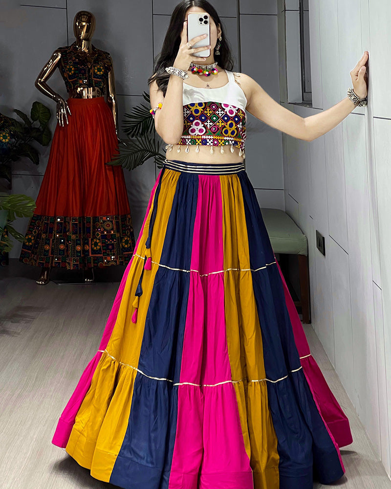 Multi Color Pure Rayon Cotton Navratri Lehenga Choli