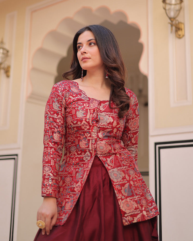 Maroon Color Western Style Shimmer Lehenga Choli