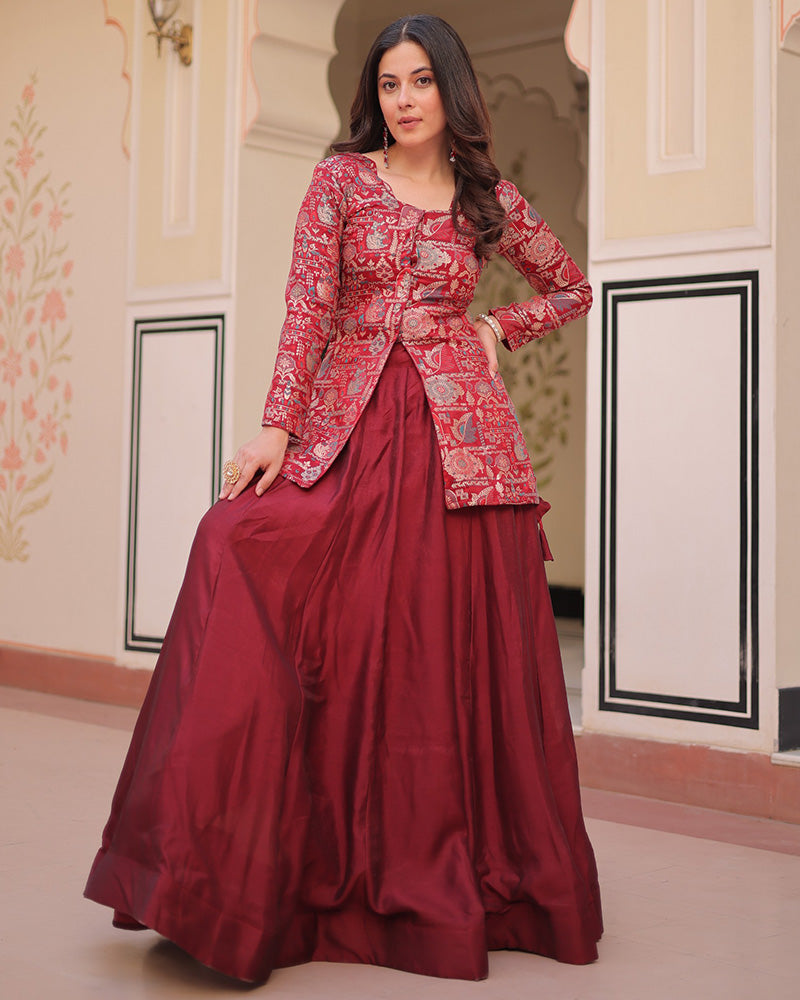 Maroon Color Western Style Shimmer Lehenga Choli