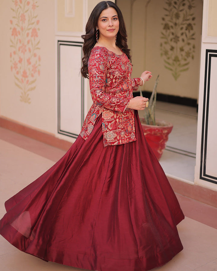 Maroon Color Western Style Shimmer Lehenga Choli