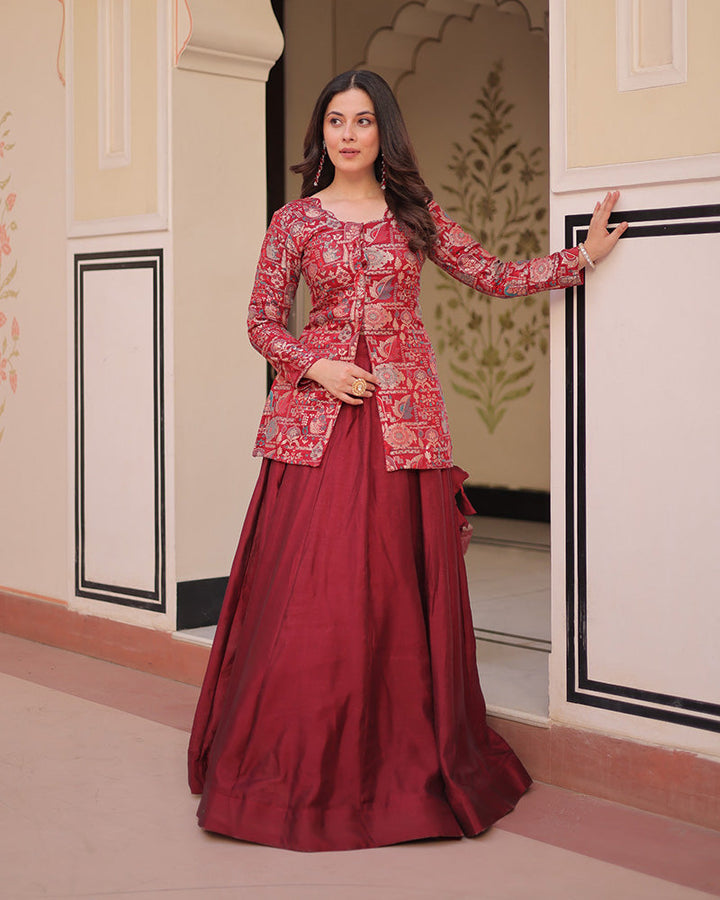 Maroon Color Western Style Shimmer Lehenga Choli