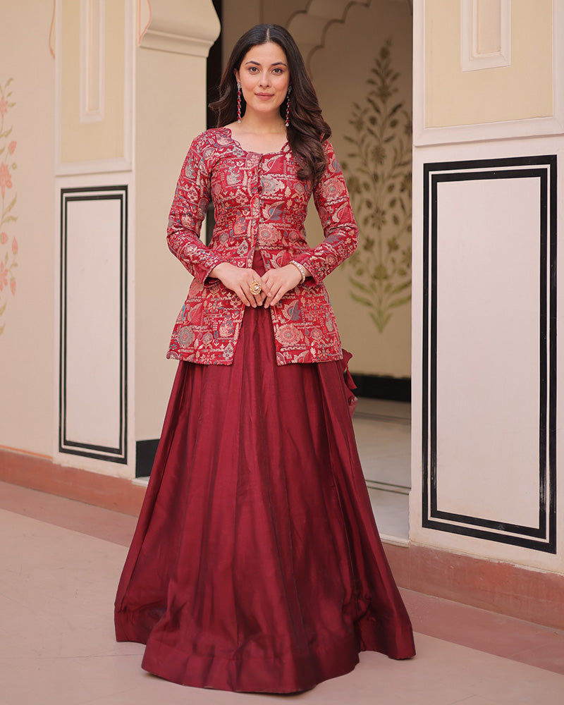 Maroon Color Western Style Shimmer Lehenga Choli
