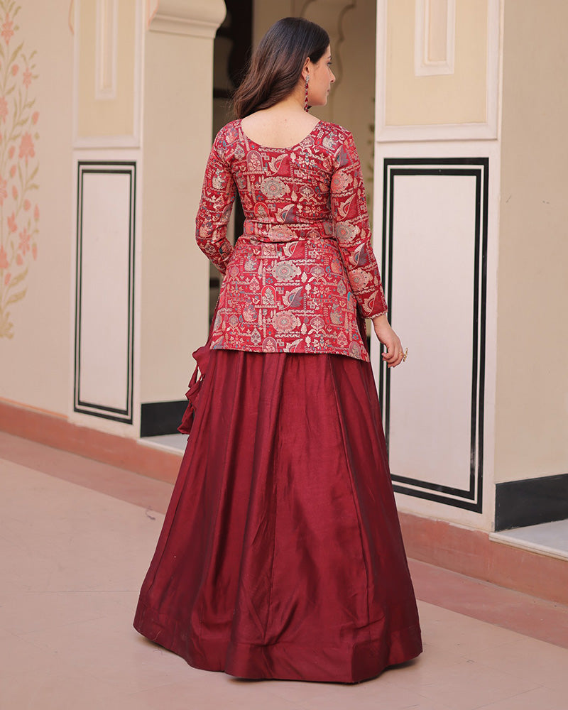 Maroon Color Western Style Shimmer Lehenga Choli