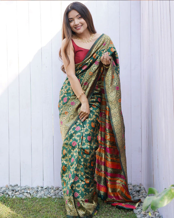 Mehndi Color Banarasi Soft Silk Saree