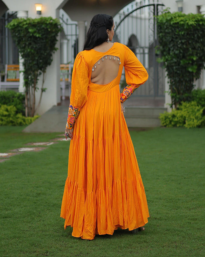 Yellow Color Rayon Navratri Gown