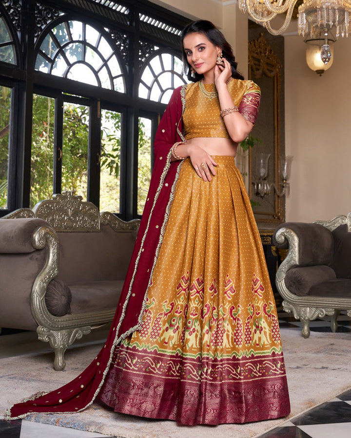 Mustard Color Kanchipuram Half Saree