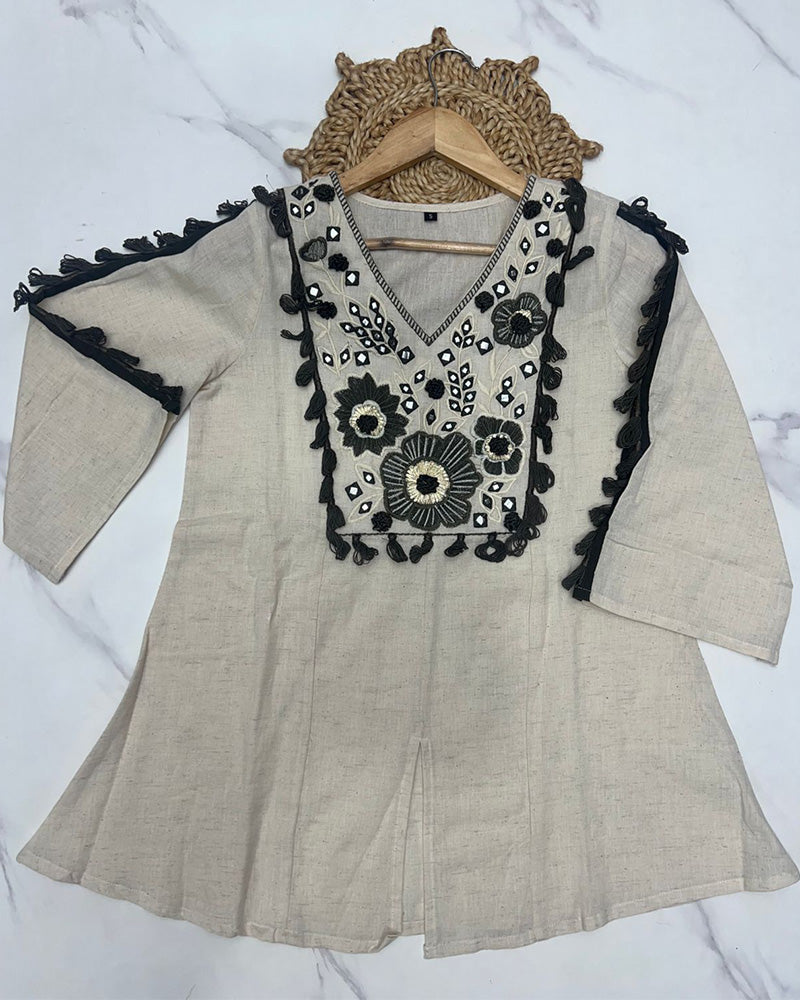 Off-White Color Khadi Cotton Co-Ord Set