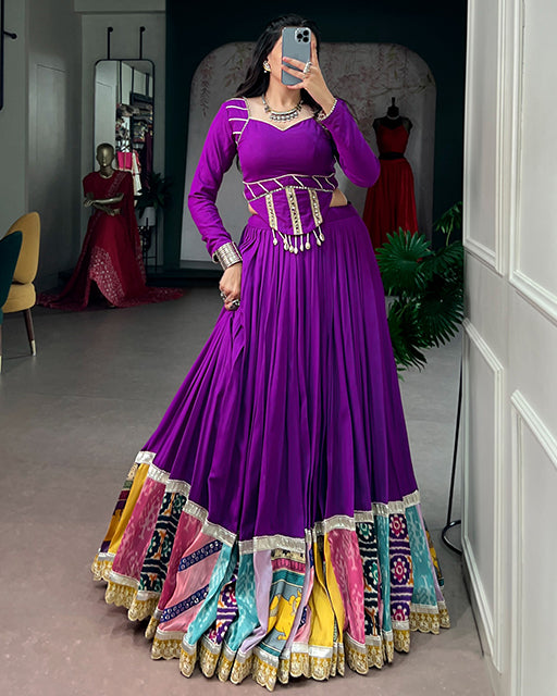 Purple Color Rayon Elegant Navratri Lehenga Choli