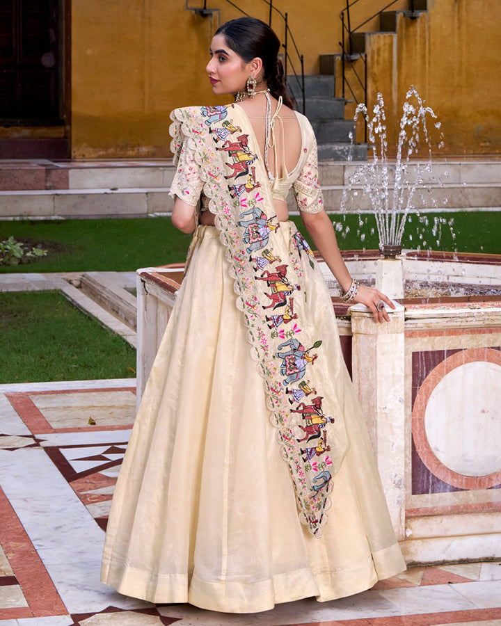 Designer Off-White Color Raspberry Lehenga Choli