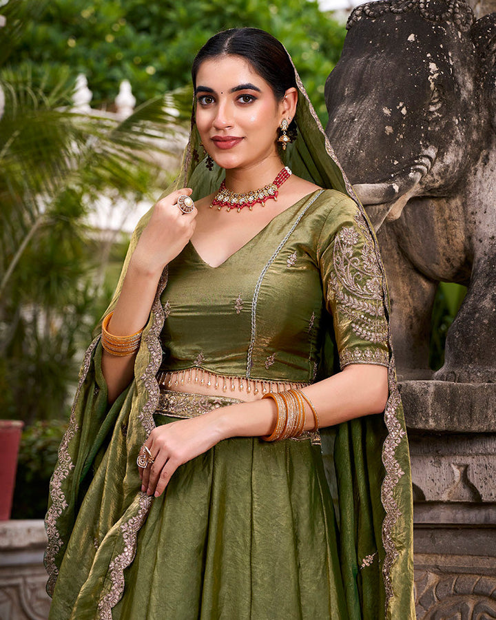 Mehndi Color Fendi Pastel Lehenga Choli