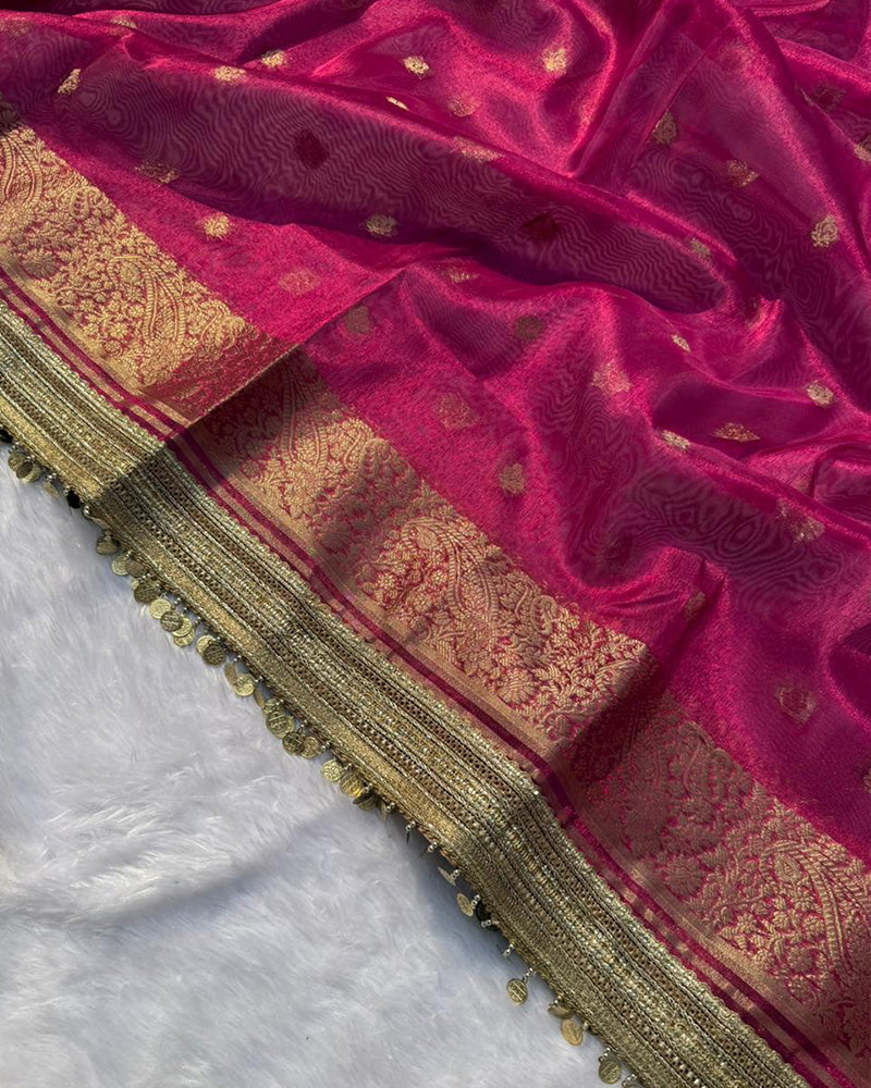 Classic Magenta Color Tissue Silk Saree