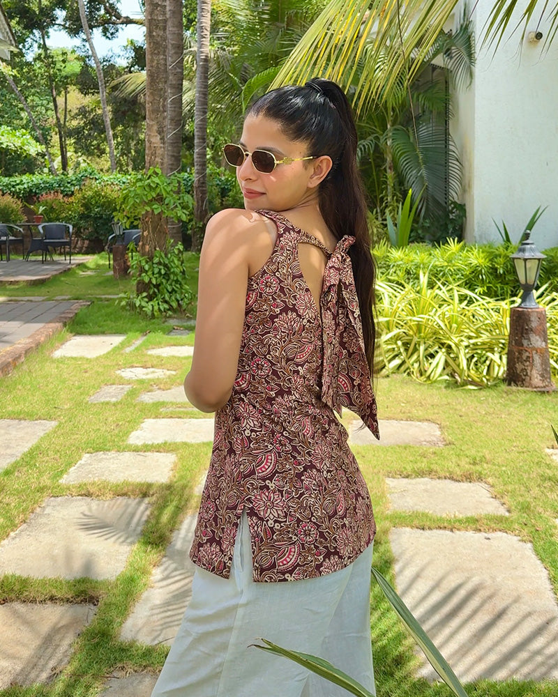 Maroon Color Pure Cotton Floral Printed Tunic