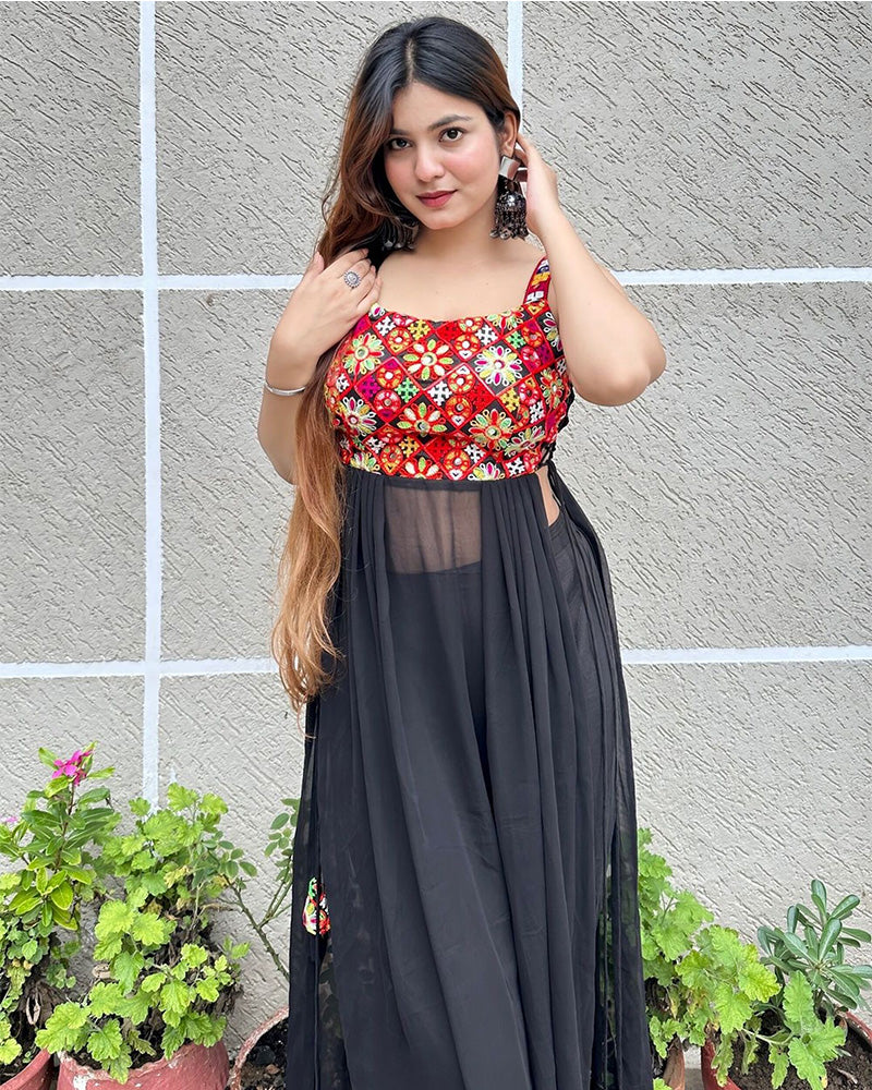 Navratri Special Red Color Chiffon Printed Lehenga Choli