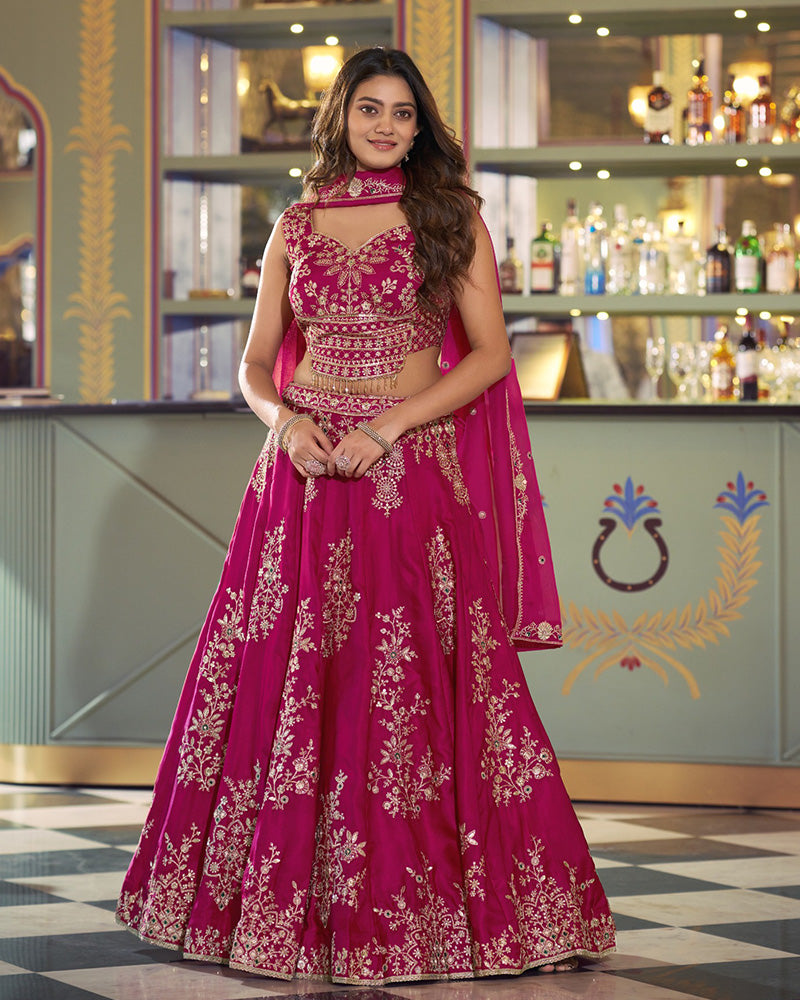 Pink Color Naysha Silk Embroidered Lehenga Choli
