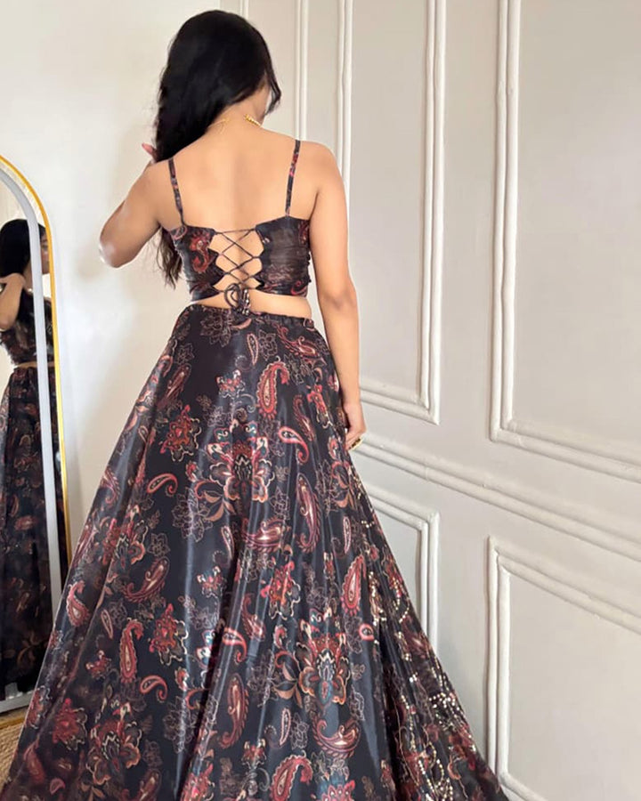 Grey Color Jimmy Organza Full Stitched Lehenga Choli
