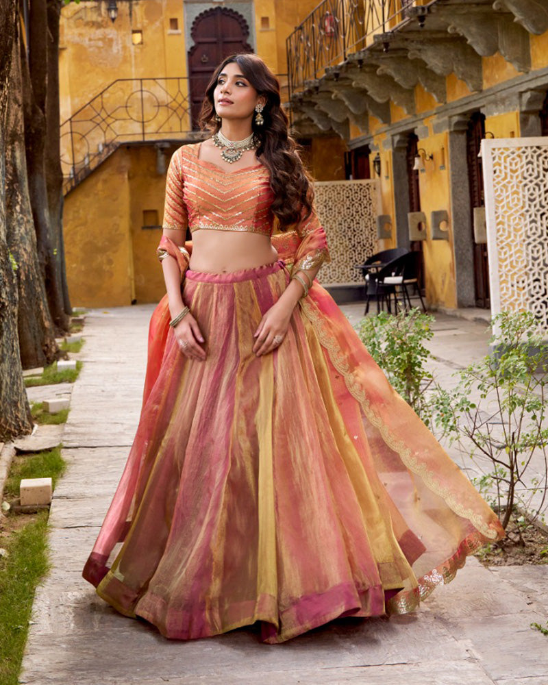 Pink Color Carika Silk Embroidered Lehenga Choli