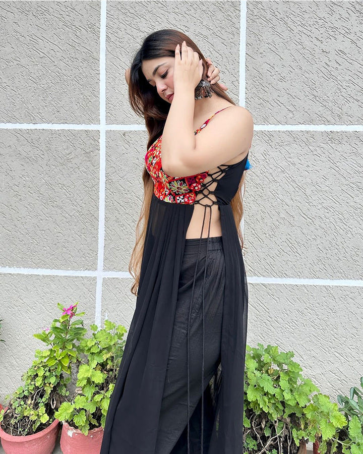 Navratri Special Red Color Chiffon Printed Lehenga Choli