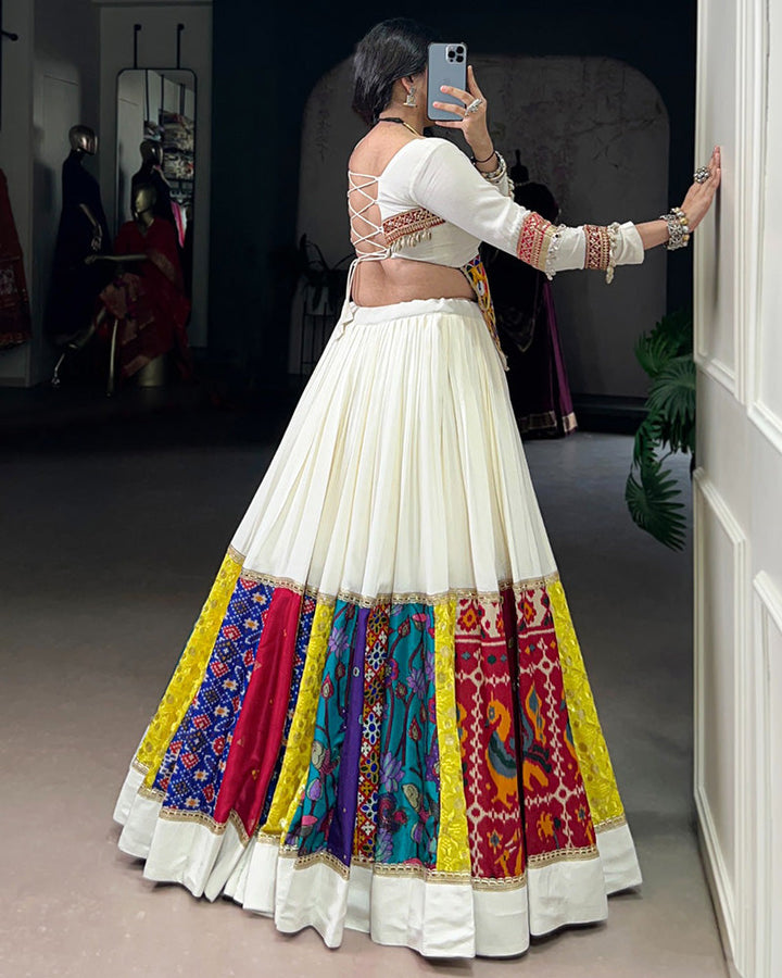Multi White Color Pure Rayon Navratri Lehenga Choli
