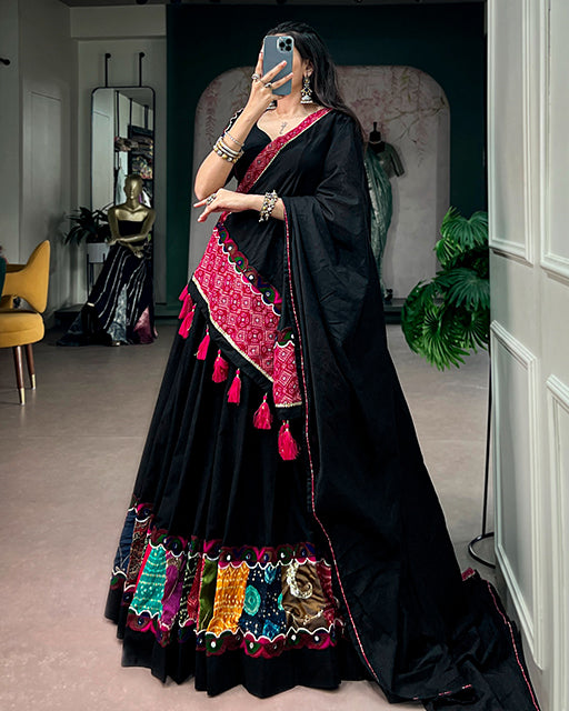 Multi Color Kadi Cotton Navratri Lehenga Choli