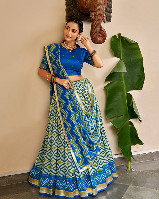 Elegant Blue Color Pure Tussar Silk Lehenga Choli