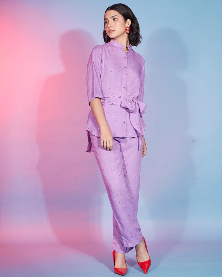 Fancy Design Lavender Color Viscose Rayon Co-Ord Set
