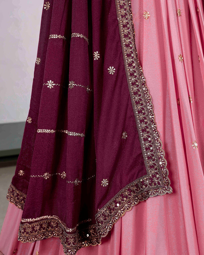 Baby Pink Color Star Georgette Embroidered Lehenga Choli