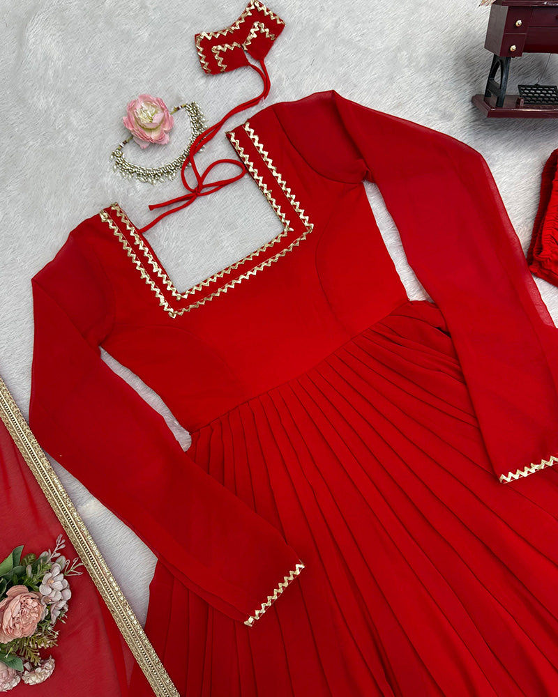 Red Color Georgette Blooming Anarkali Suit