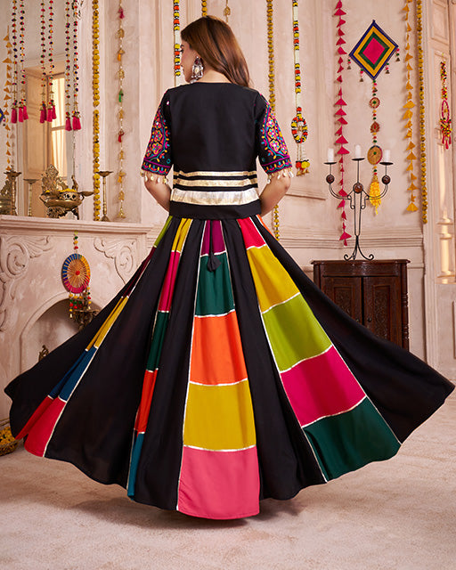 Multi Black Color Viscose Cotton Navratri Chaniya Choli