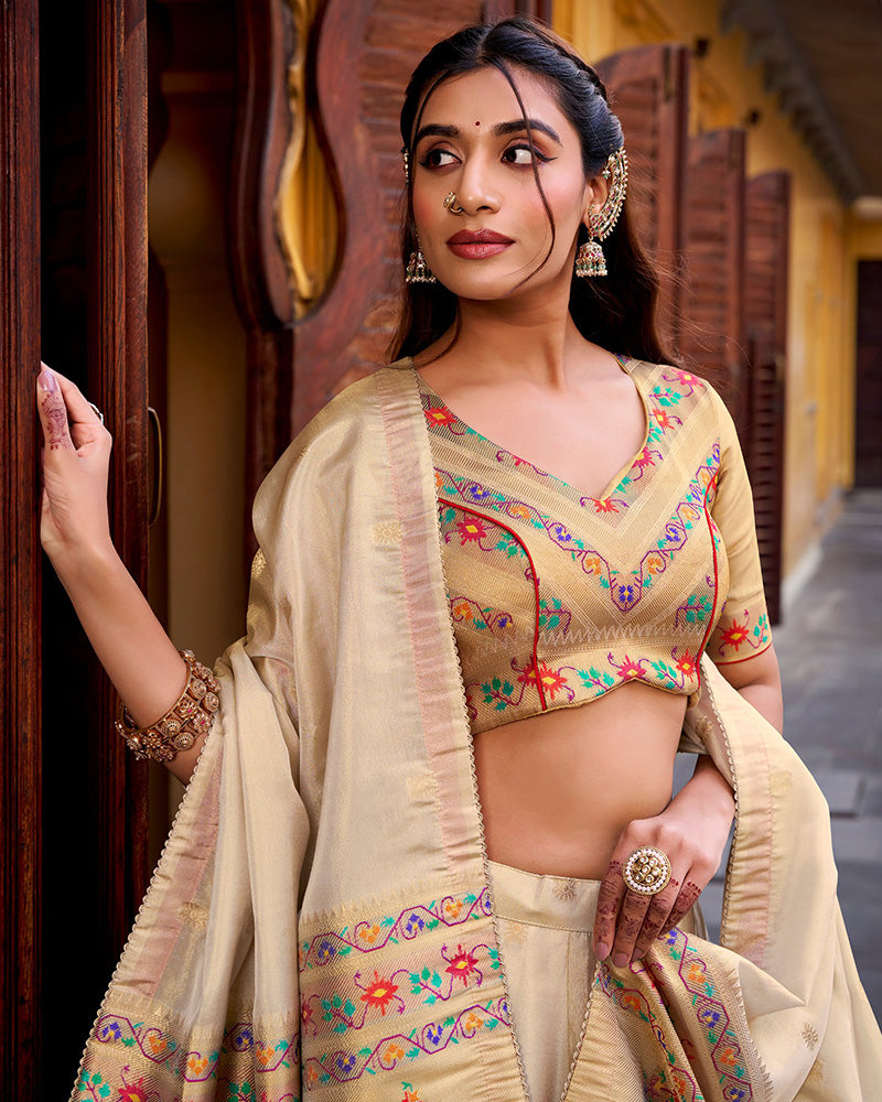Designer Red Color Paithani Silk Lehenga Choli