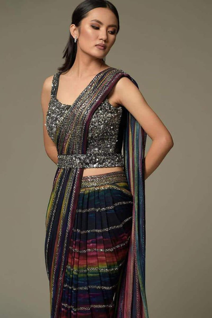 Colorful Designer Heavy Georgette Sequence Saree