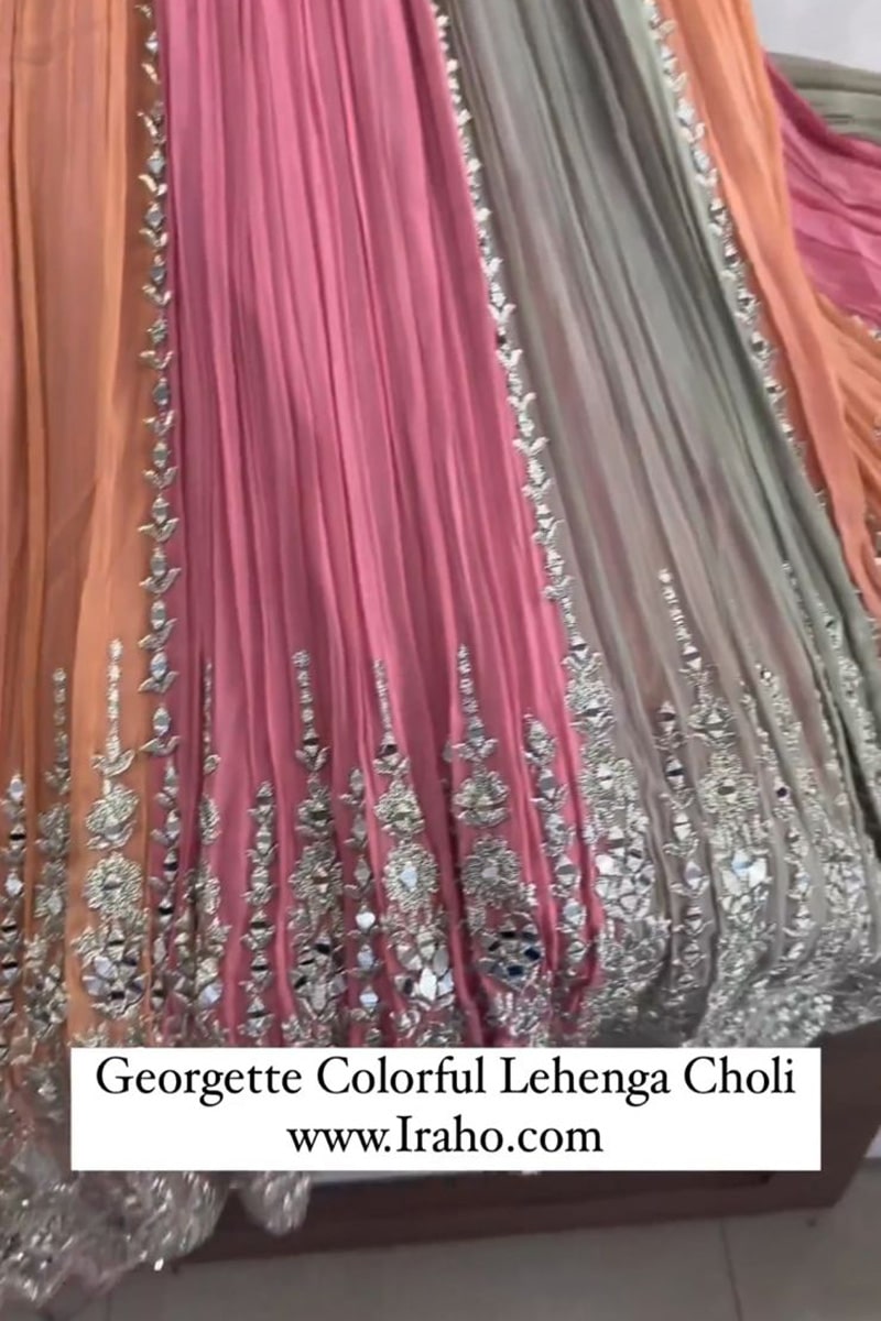Multi Color Georgette Embroidery Lehenga Choli