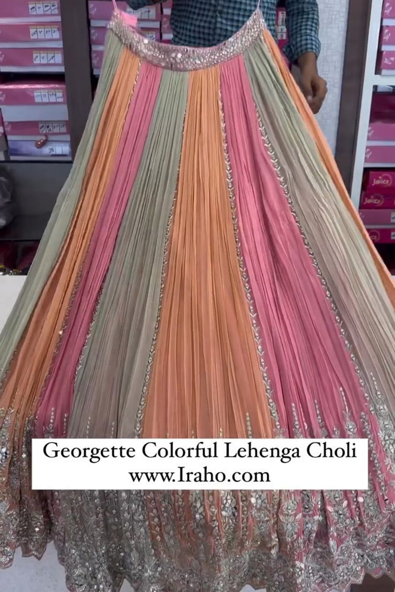 Multi Color Georgette Embroidery Lehenga Choli
