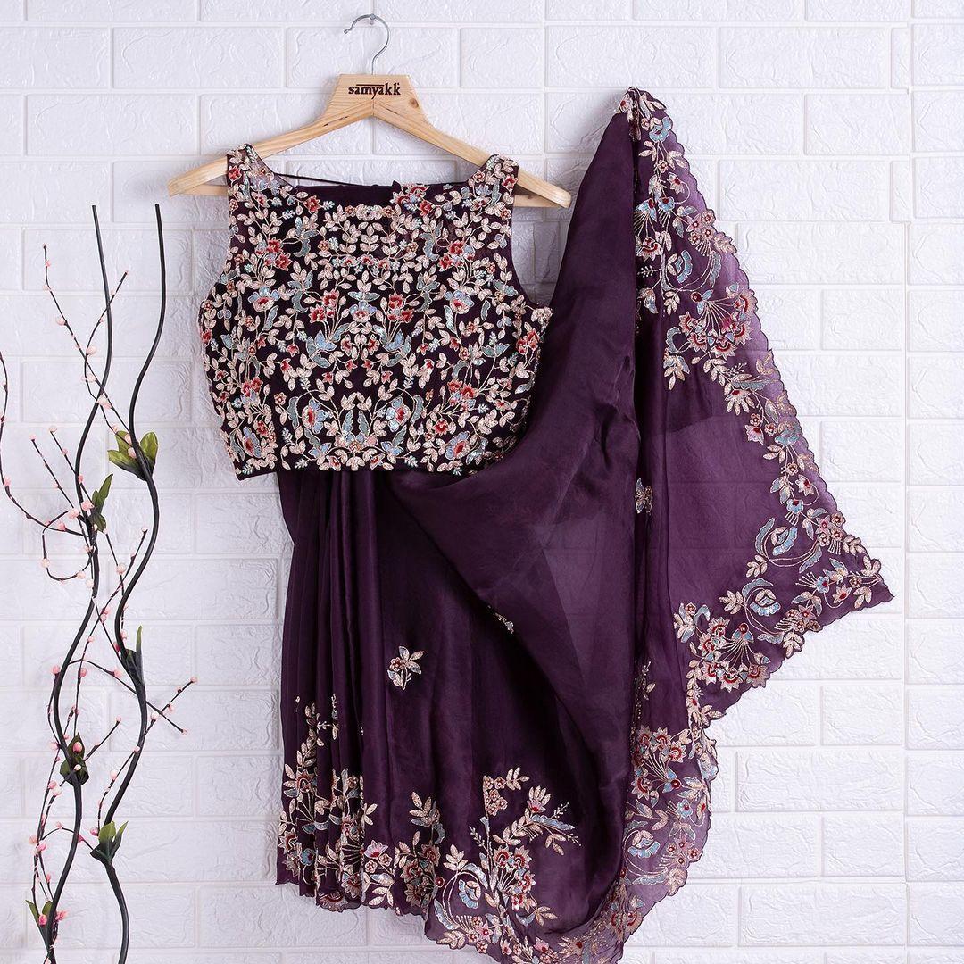Designer Purple Kasturi Silk Saree