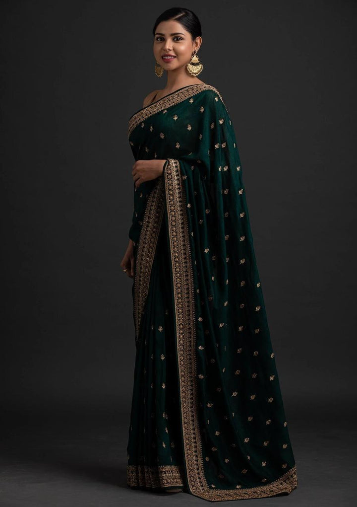 Heavy Designer Vichitra Silk Party Wear Saree