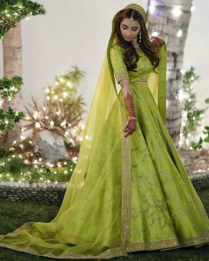 Neon Alia Bhatt Bridal Lehenga Choli