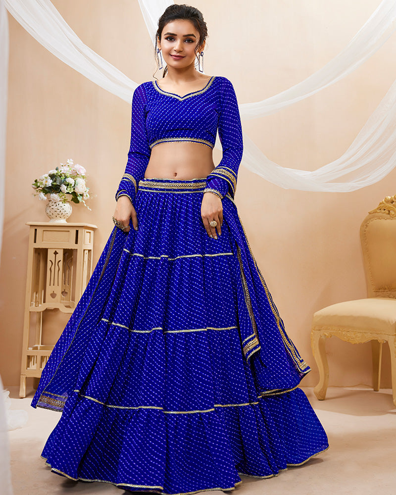 Blue Laheriya Print Georgette Lehenga Choli