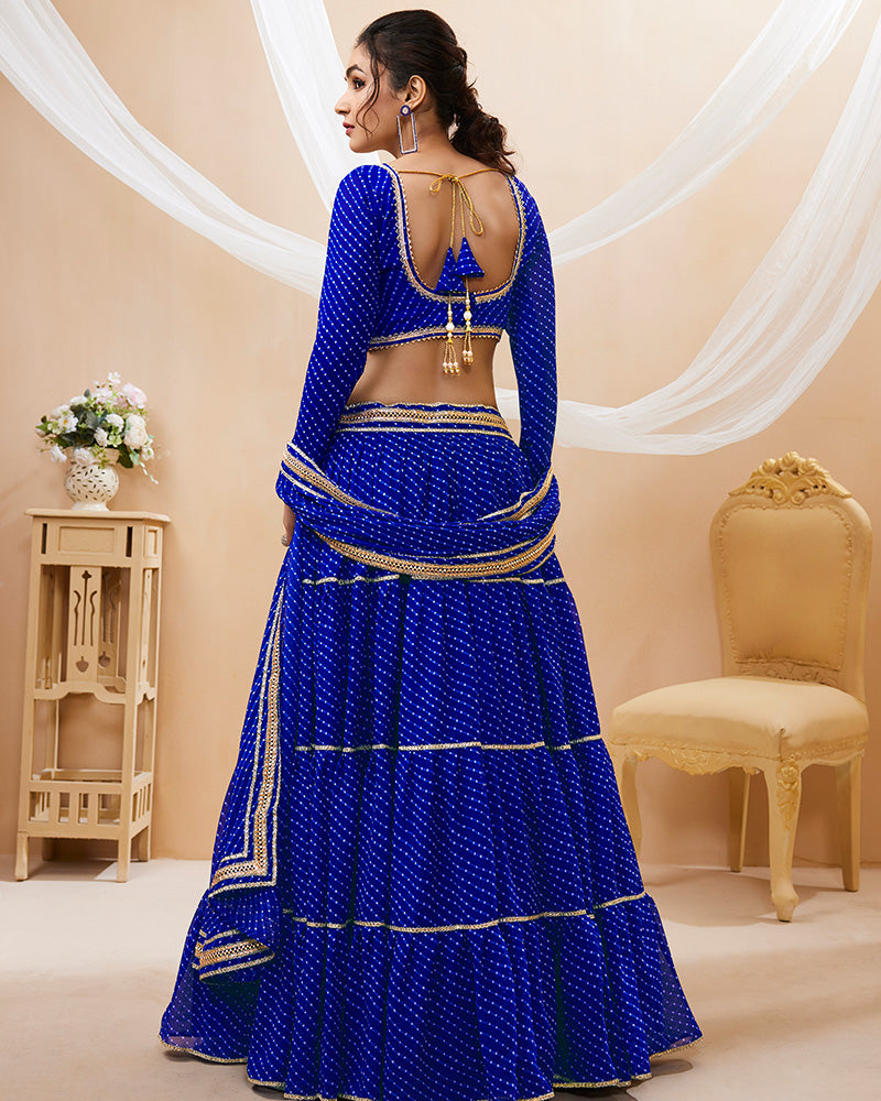 Blue Laheriya Print Georgette Lehenga Choli