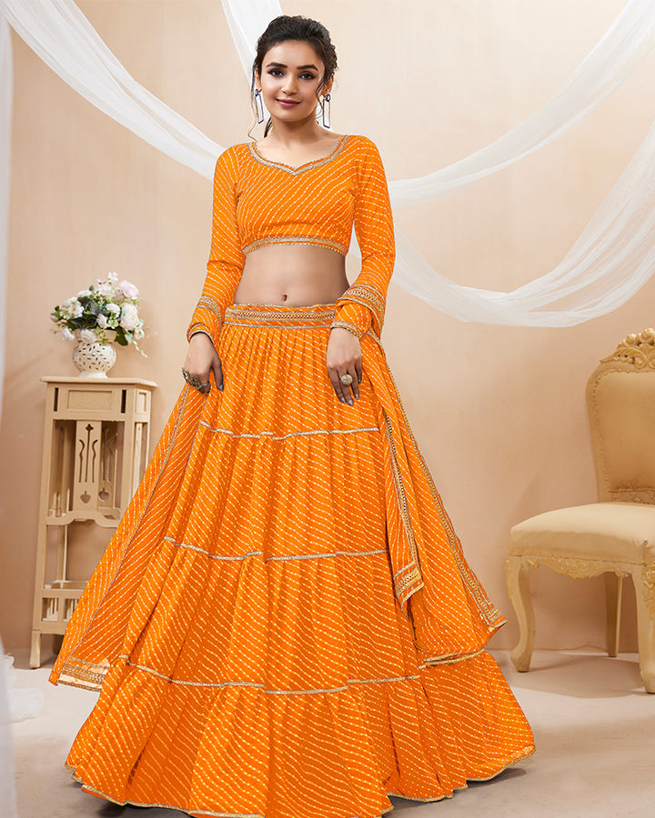 Mustard Laheriya Print Georgette Lehenga Choli
