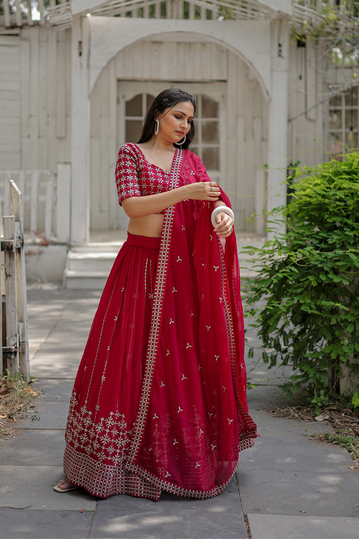 Pink Color Faux Blooming With Heavy Sequence Work Lehenga Choli