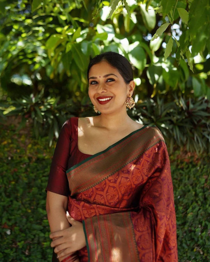 Brown Color Soft Lichi Silk Saree