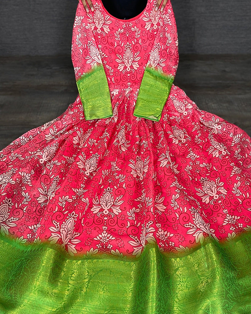 Pink Color Soft Cotton Weaving Gown For Girl