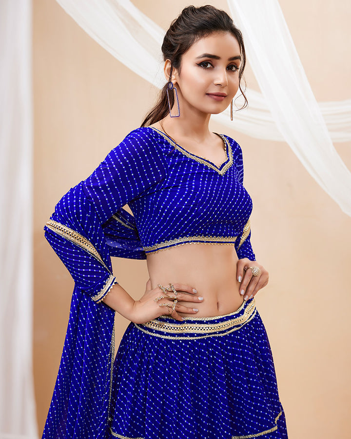 Blue Laheriya Print Georgette Lehenga Choli