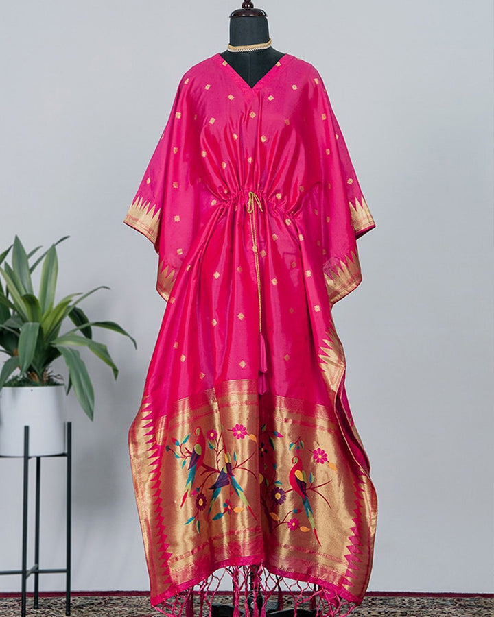 Pink Color Amazing Jacquard Paithani  Kaftan