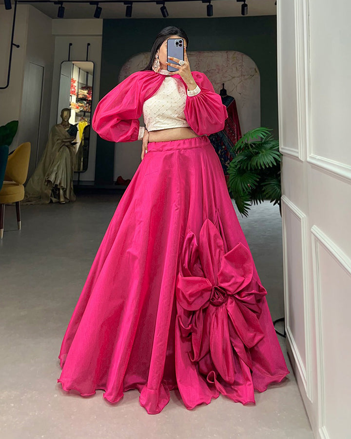 Rajwadi Chanderi silk lehenga Choli with Detachable Sleeve