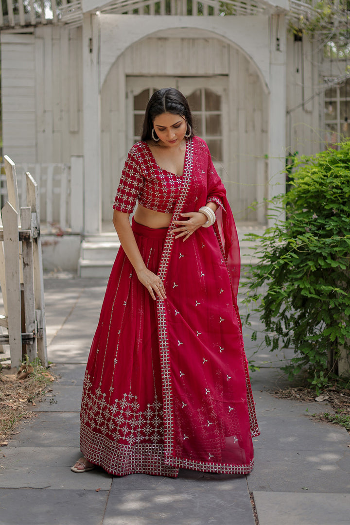 Pink Color Faux Blooming With Heavy Sequence Work Lehenga Choli