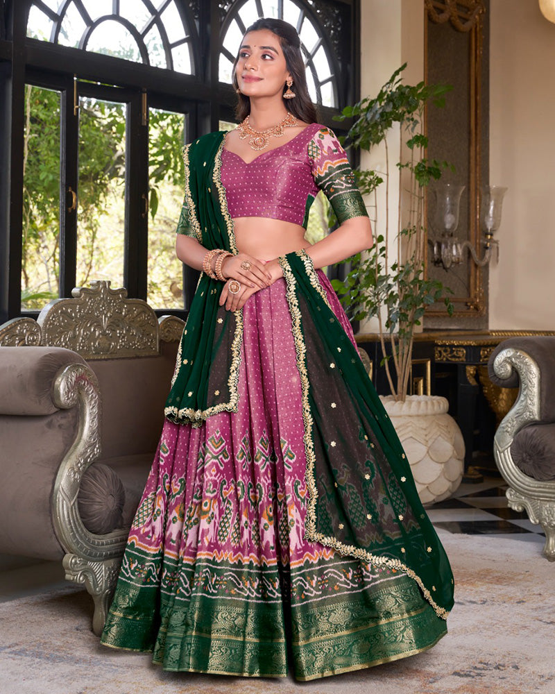 Pink Color Kanchipuram Half Saree