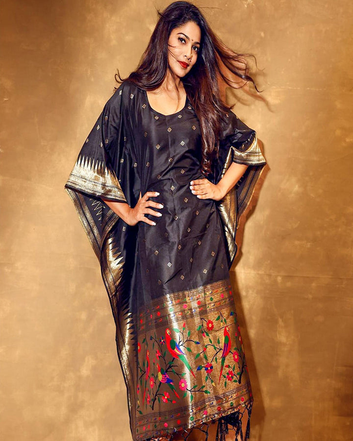 Black Color Amazing Jacquard Paithani  Kaftan